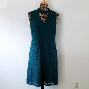ROZ & ALI Teal Sleeveless Lace Dress
